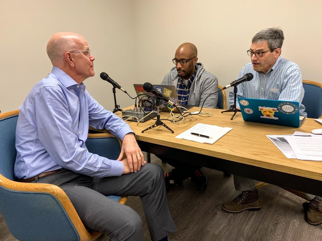 Comptroller Kevin Lembo, left, joins Council 4's Jonny Dailey and Larry Dorman on our union podcast.