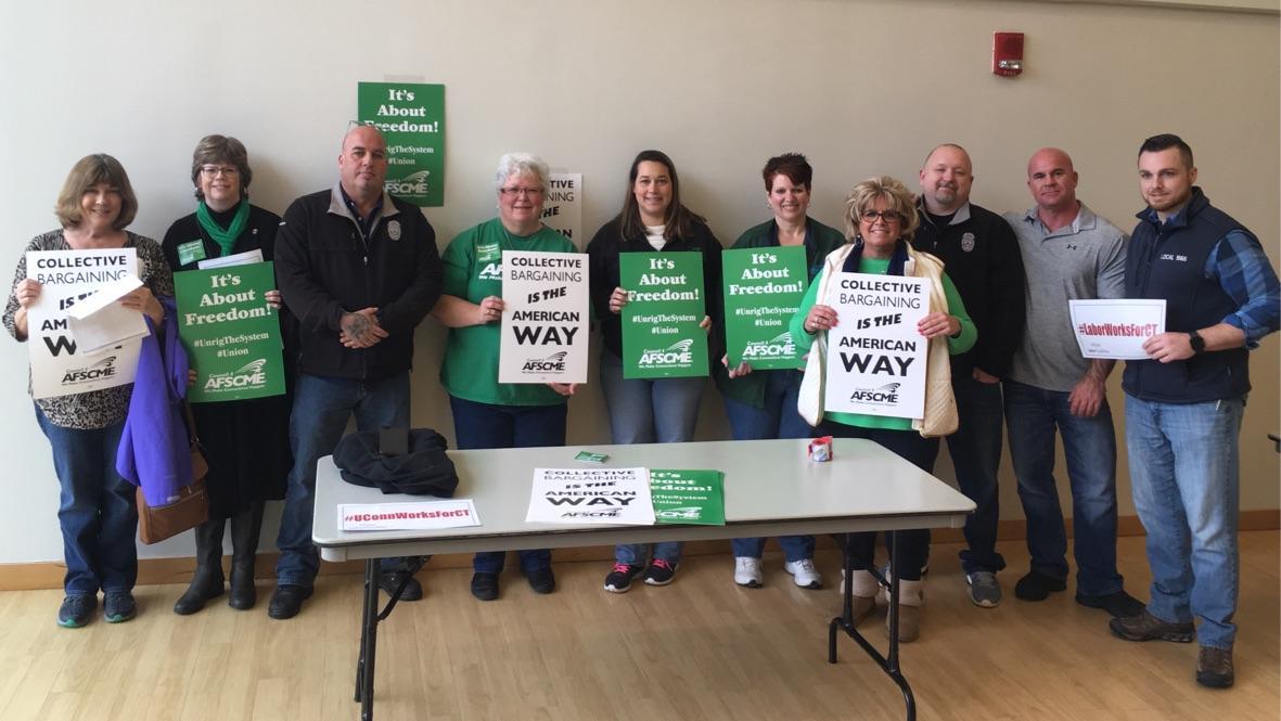 Council 4 members and staff at the UConn-Storrs rally.
