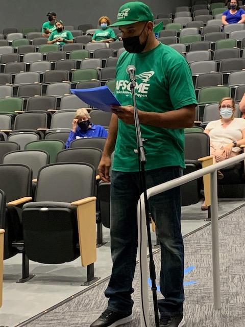 John Walton, then AFSCME Local 566 Vice President, speaks during a Hartford Board of Education meeting, Sept. 21, 2021. 